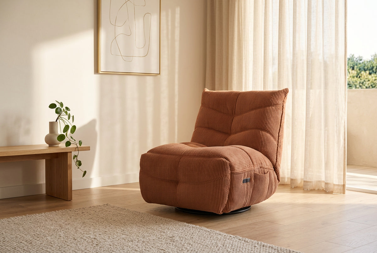 Fauteuil relax électrique pivotant Smoothie en velours côtelé – vue 3