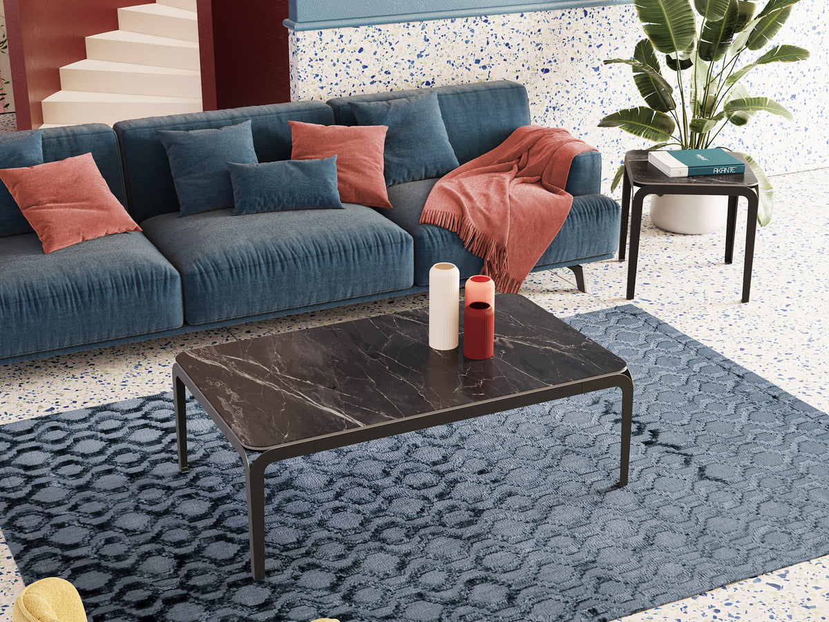 Soumia table basse céramique marbre noir – vue de face