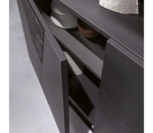 Buffet bahut enfilade laque mat gris pieds métal - Souffle d'intérieur