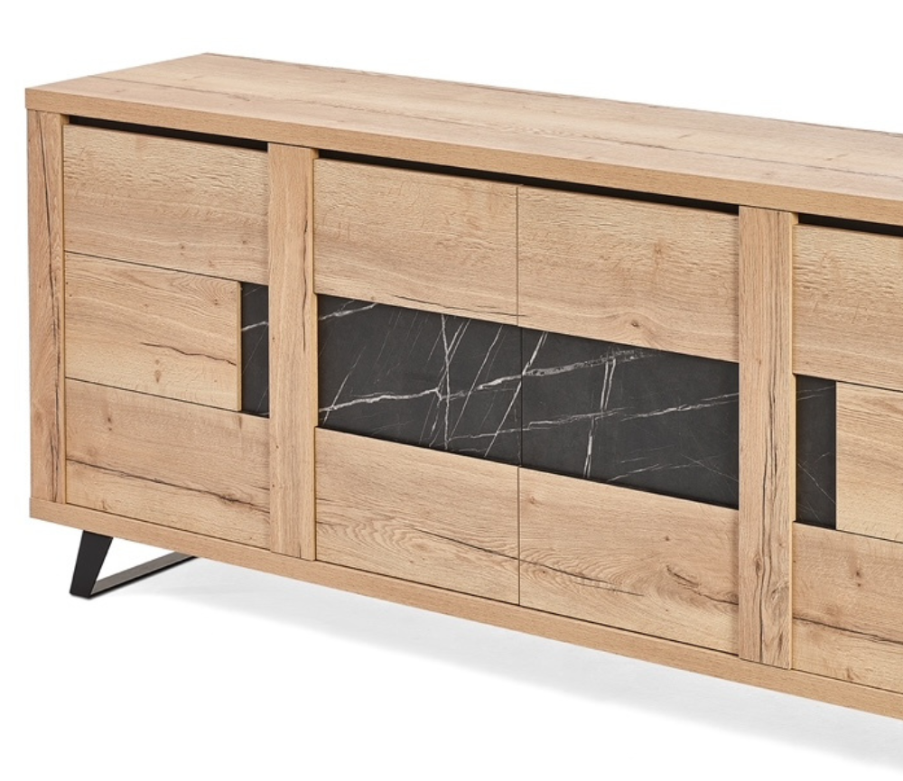 Buffet bois enfilade contemporain design effet bois massif - Clemence