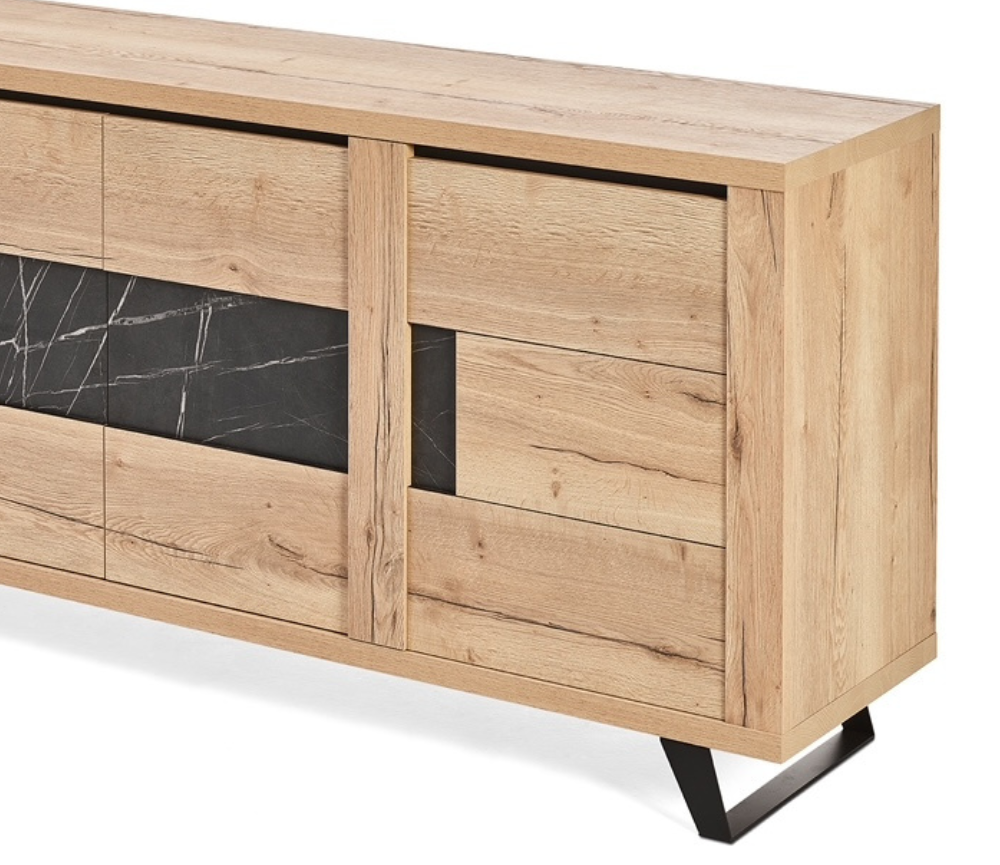 Buffet bois enfilade contemporain design effet bois massif - Clemence