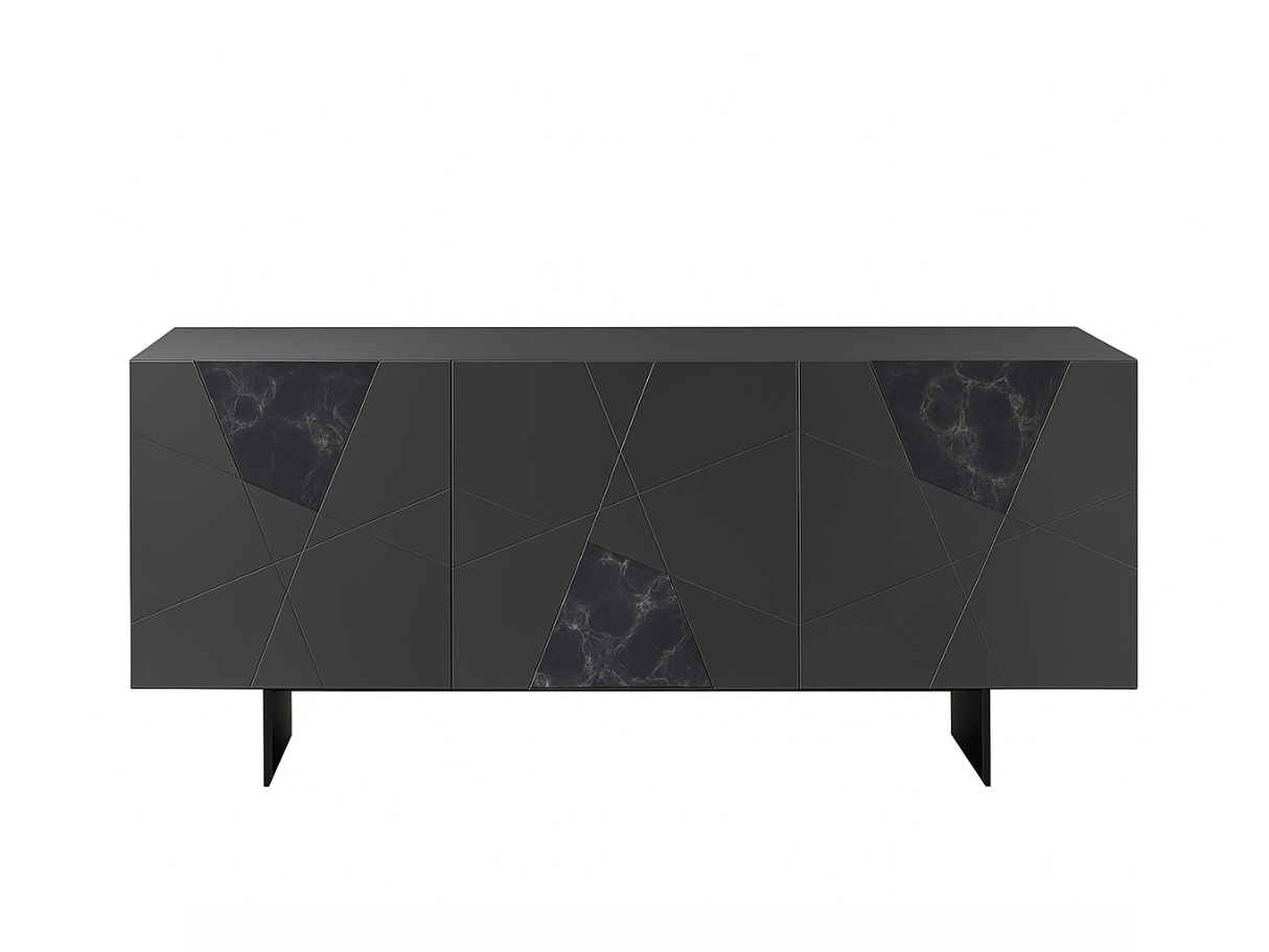 Buffet bas laque et marbre - Adely