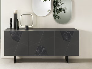 Buffet bahut enfilade laque mat gris pieds métal - Souffle d'intérieur