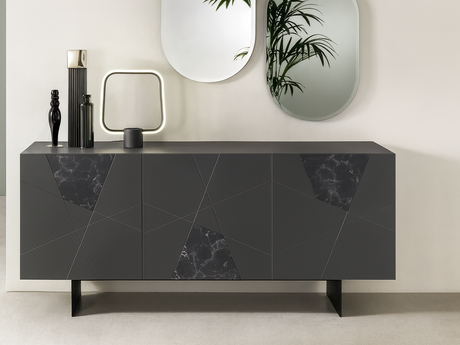 Buffet bahut enfilade laque mat gris pieds métal - Souffle d'intérieur