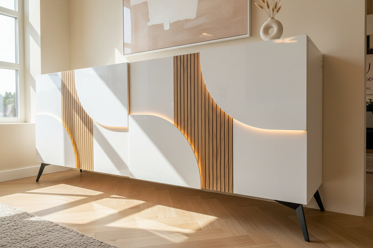 buffet bas blanc et bois - Marquise - Animovel
