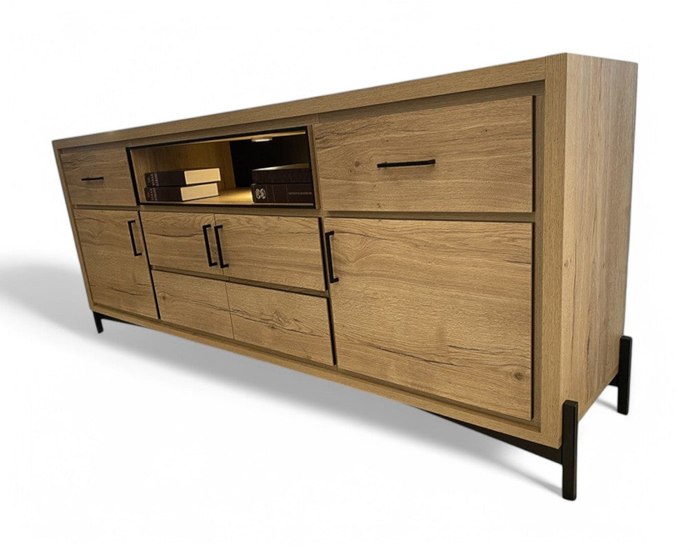  Buffet bas bois et noir pieds métal - Souffle d'intérieur
