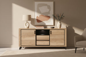 Enfilade finition bois pieds metal - Luxa