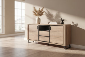 Enfilade finition bois pieds metal - Luxa