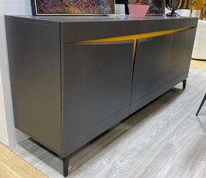 buffet de salle à manger 3 portes laqué gris mat design - Souffle d'intérieur