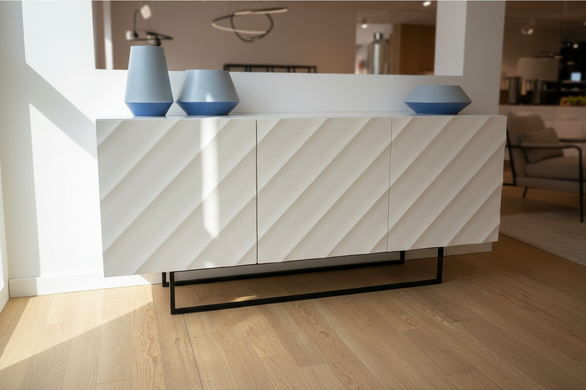 buffet blanc laqué salon design - Souffle d'intérieur
