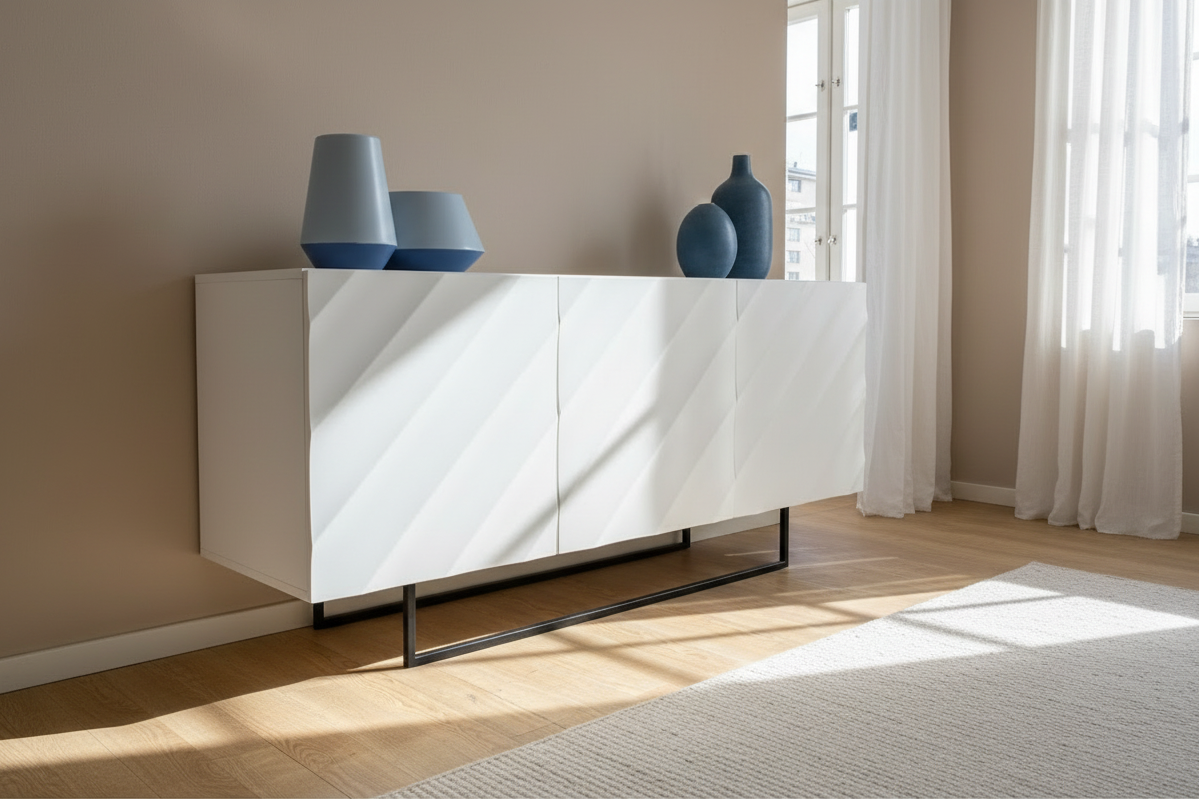 buffet blanc laqué salon design - Souffle d'intérieur