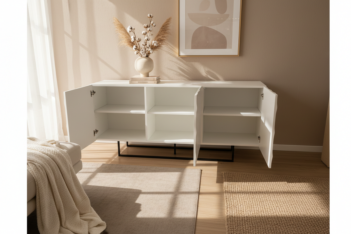 buffet blanc laqué salon design - Souffle d'intérieur