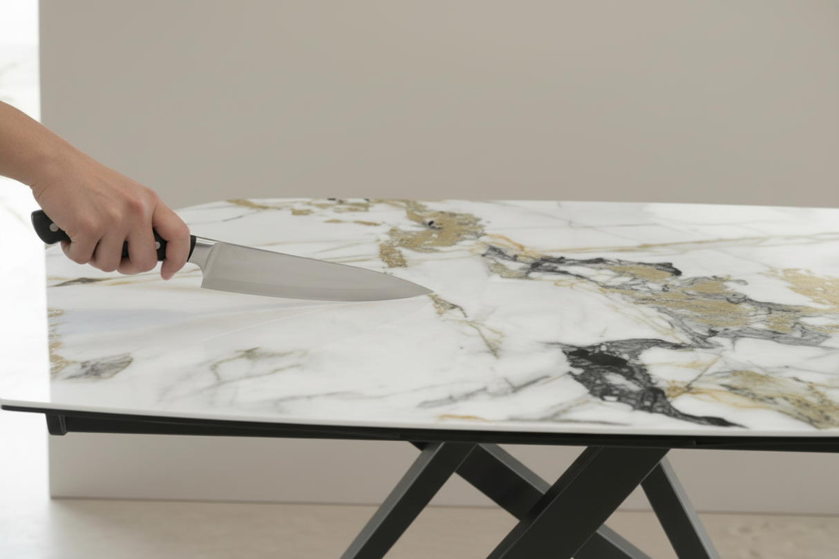 Céramique marbre anti-rayure - couteau glissant sans trace