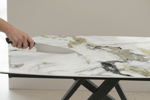 Céramique marbre anti-rayure - couteau glissant sans trace