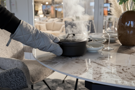 Céramique marbre résistante chaleur - casserole chaude table ronde