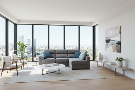 Canapé d'angle gris dans un autre salon