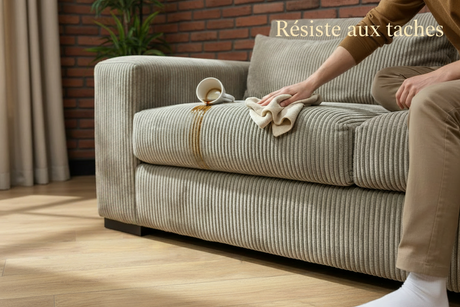 canape 3 places en velours cotelé - magasin de meubles a yerres 