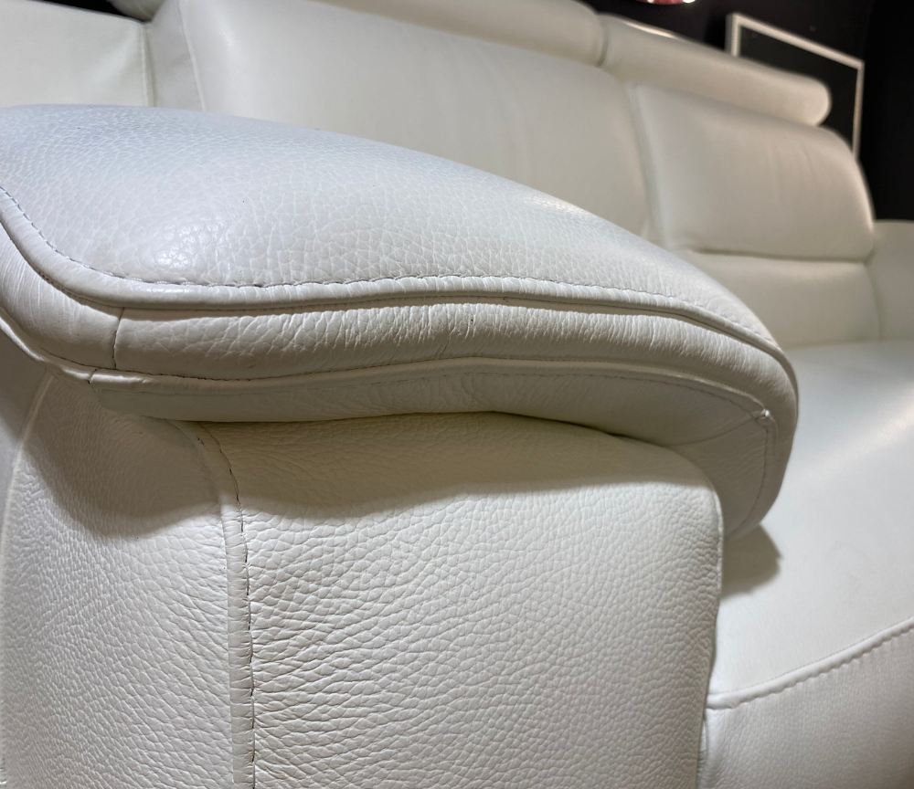 Canapé 3 places relax en cuir blanc moderne L 216cm - Brenda
