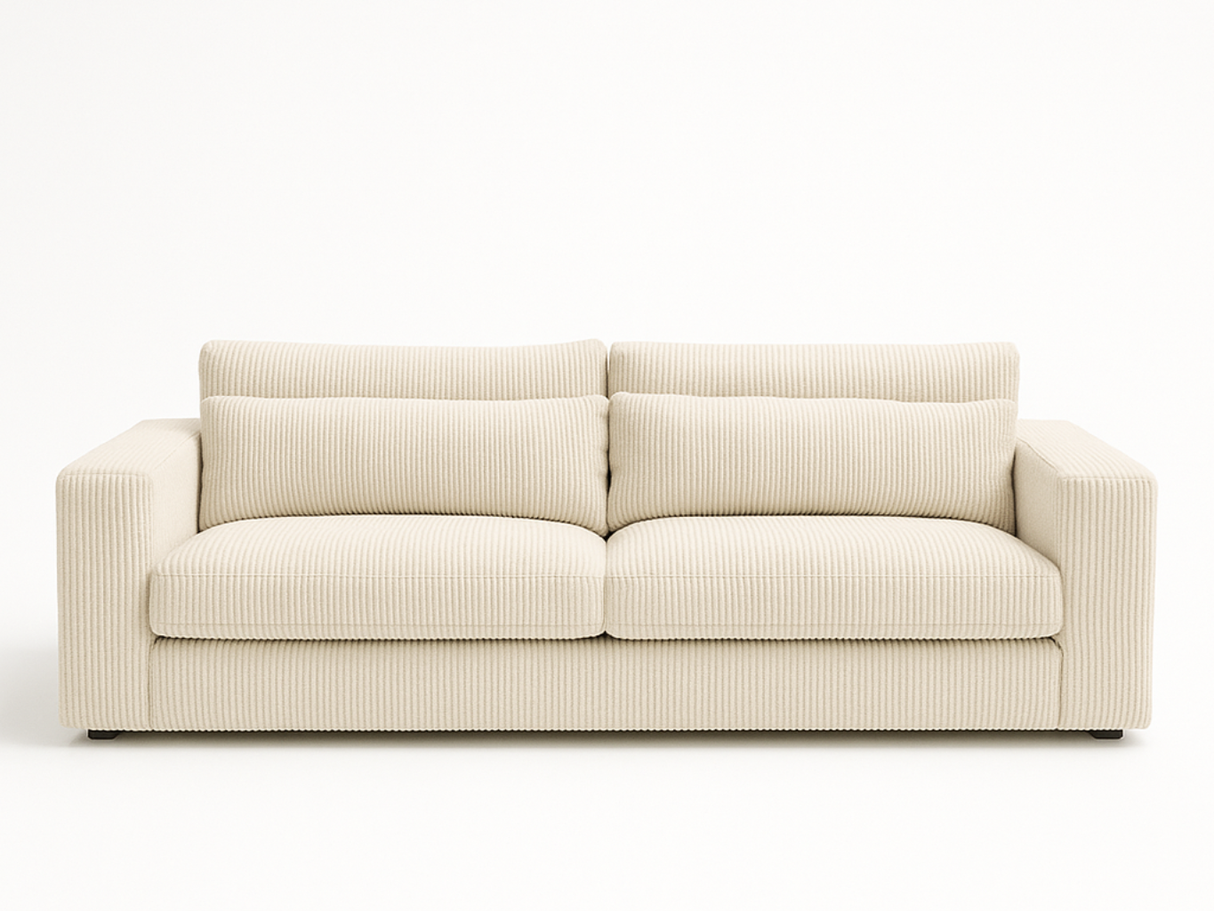 Canapé 3 places velours côtelé beige – Maely