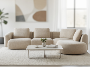 Canapé d'angle beige arrondi - Cocoon