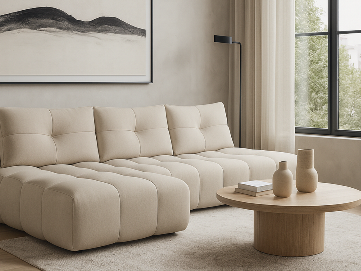 Canapé d'angle avance recule beige - Cassia