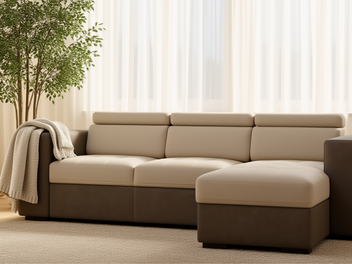 Canapé d'angle convertible beige reversible - Moduly