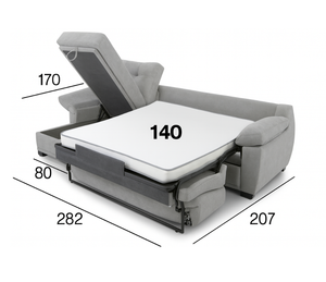 Canapé d'angle convertible Billy – méridienne avec coffre de rangement – système rapido – tissu gris