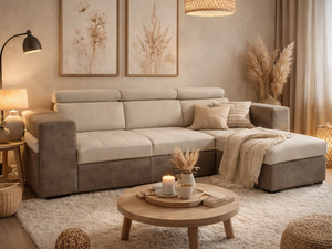 Canapé d'angle convertible beige reversible - Moduly