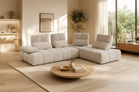 canape d'angle avec dossiers avance recule design dans un salon contemporain dans une maison contemporaine - Calia italia