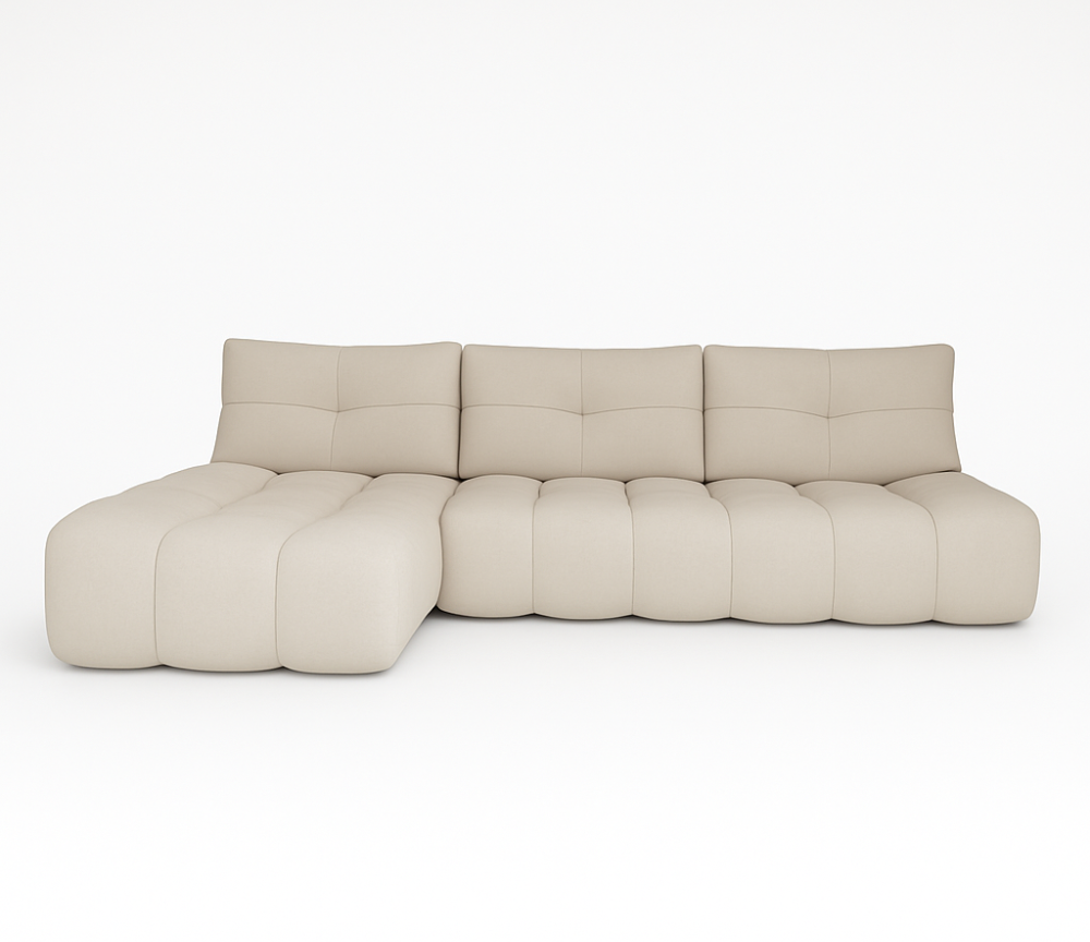 Canapé d'angle avance recule beige - Cassia