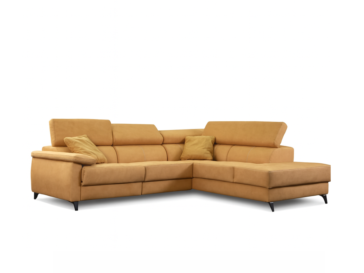 Canapé d'angle relaxation électrique en tissu jaune - Souffle d'intérieur