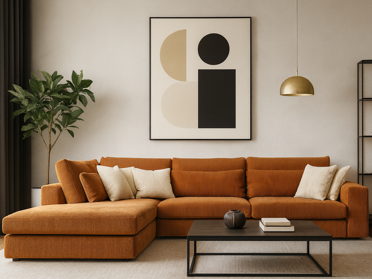 Canapé d'angle en velours cotelé - Riny