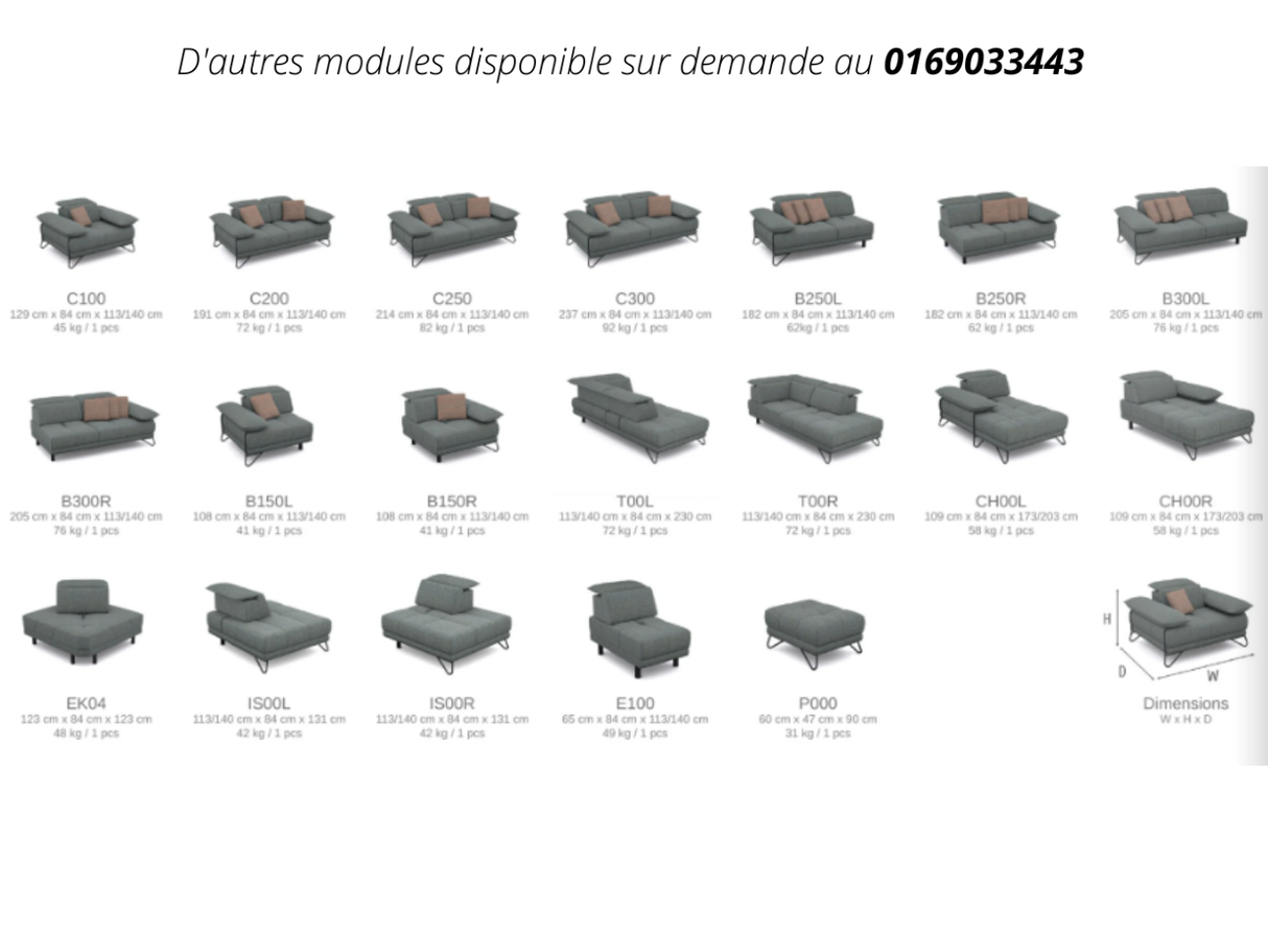 Corner sofa forward backward 291x173cm - Mona