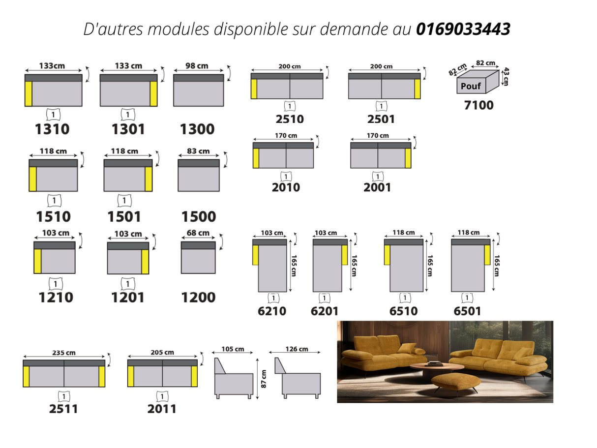 Canapé d'angle vert avance recule - Mayni