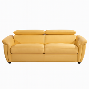 Canapé convertible cuir jaune Connie – vue de face