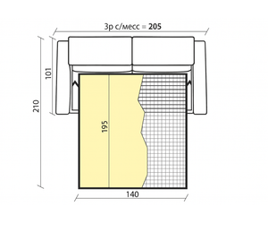 Canapé convertible Connie ouvert – couchage 140x190 cm