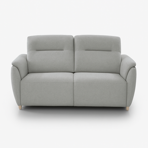 canapé convertible gris clair vue de face sur fond blanc