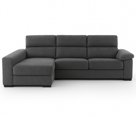 Canapé convertible Lea tissu gris ouvert en position couchage 140 cm – matelas épais et finition premium – Souffle d’Intérieur