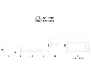 Convertible bunk sofa bed L215cm - Magic