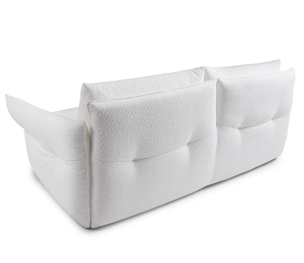 Canapé lit convertible rapido tissu bouclette blanc - Dobblenny