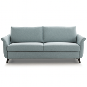 Canapé convertible rapido 3 places Fannie en tissu bleu clair design moderne