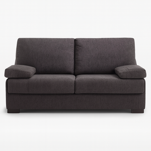 Canapé convertible rapido 3 places Taha – vue de face – tissu anthracite – pieds métal noir mat