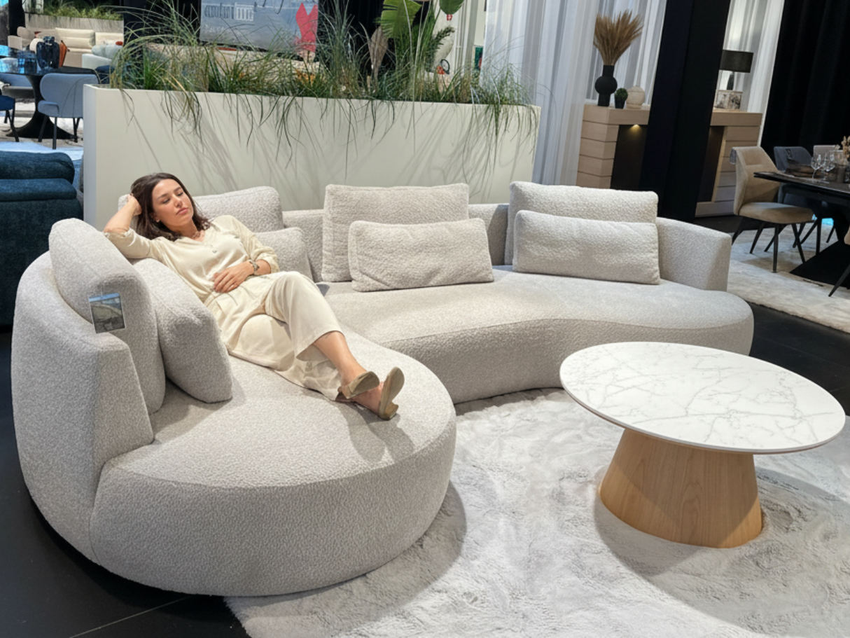 Beige corner sofa 329x261cm - Martine