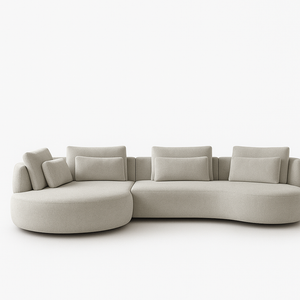 Canapé d’angle beige arrondi « Martine » – Souffle d’Intérieur