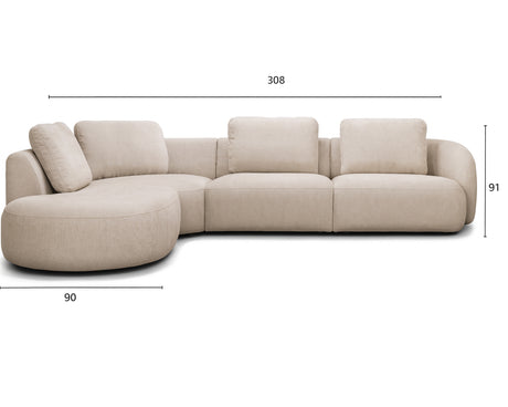 Canapé d'angle beige arrondi - Meublissime - Souffle d'intérieur