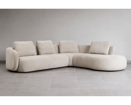 Canapé d'angle beige arrondi - Meublissime - Souffle d'intérieur