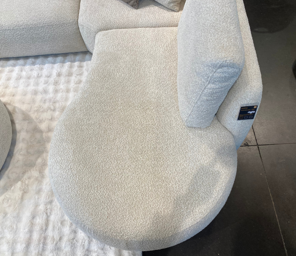 Canapé d'angle beige en tissu bouclette design - Souffle d'intérieur