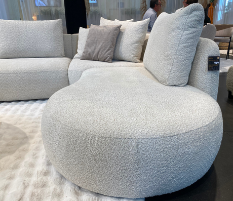 Canapé d'angle beige en tissu bouclette design - Souffle d'intérieur