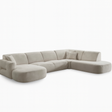 canapé d'angle panoramique beige en tissu 