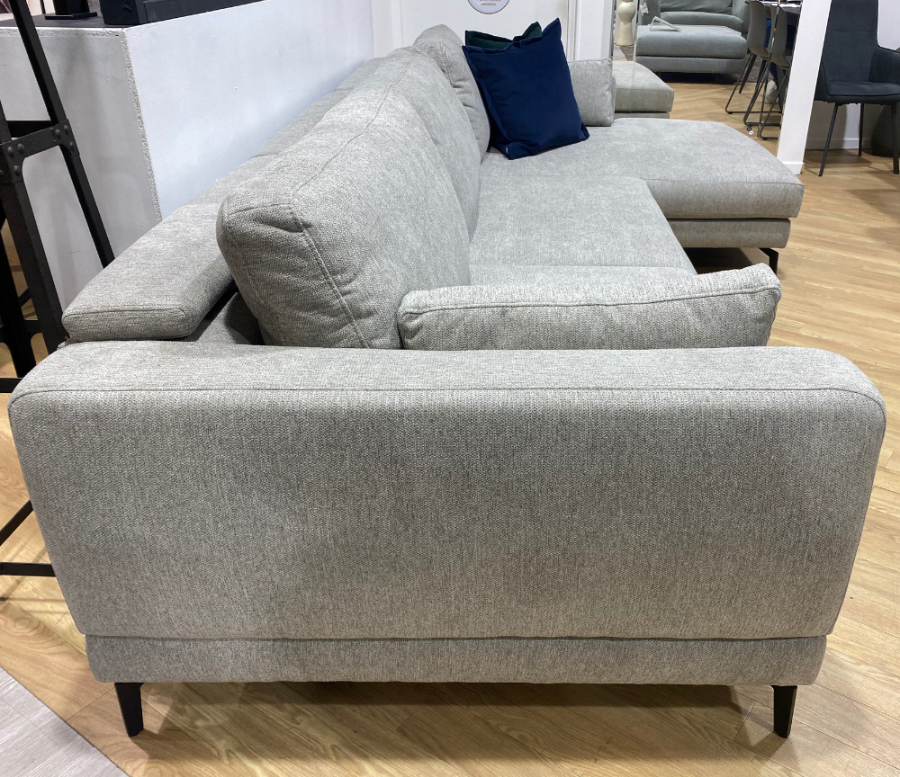 Canapé d'angle gris méridienne design et confortable - Antonio